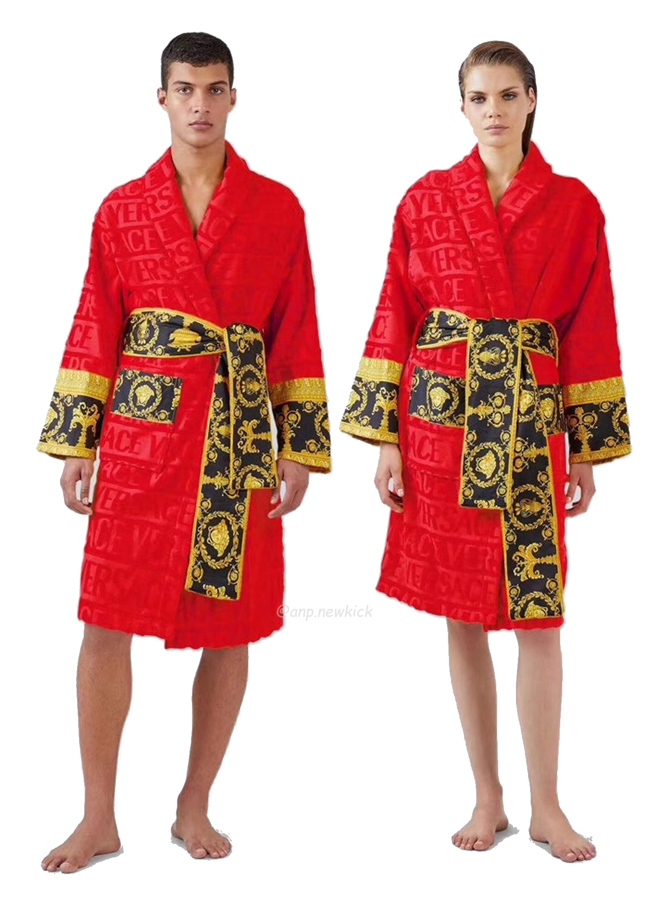 Versace Baroque Logo Jacquard Cotton Bathrobe (8) - newkick.app